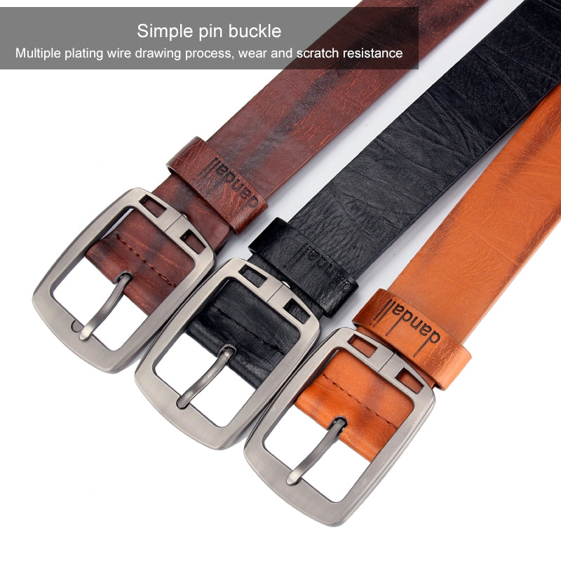 BEI WRH Dandali XX827 Men Retro Pin Buckle Leather Belt Waistband, Length: 125cm (Black)