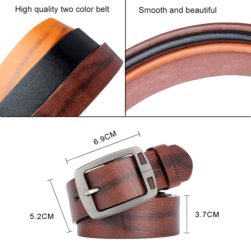 BEI WRH Dandali XX827 Men Retro Pin Buckle Leather Belt Waistband, Length: 125cm (Black)