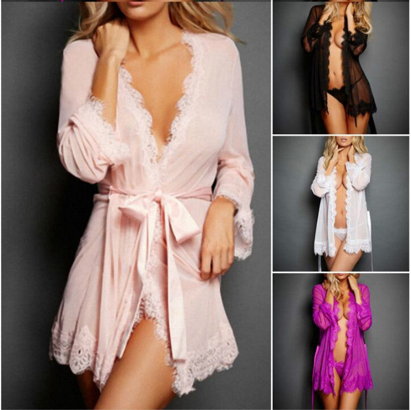 BEI WRH Sexy Lingerie Sexy Black Open Chest Straps Pajamas, Size:M(Brilliant Purple)