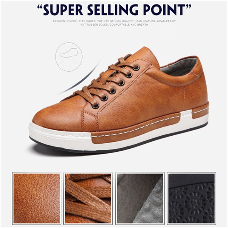 BEI WRH Baroque Shoes Casual PU Leather Sports Shoes for Men, Size:42(Brown)