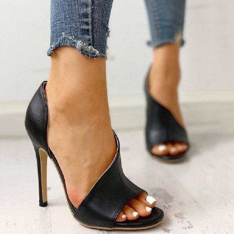 BEI WRH Fish Mouth Sandals Female Stiletto Heels Hollow Women Shoes, Size:40(Black)