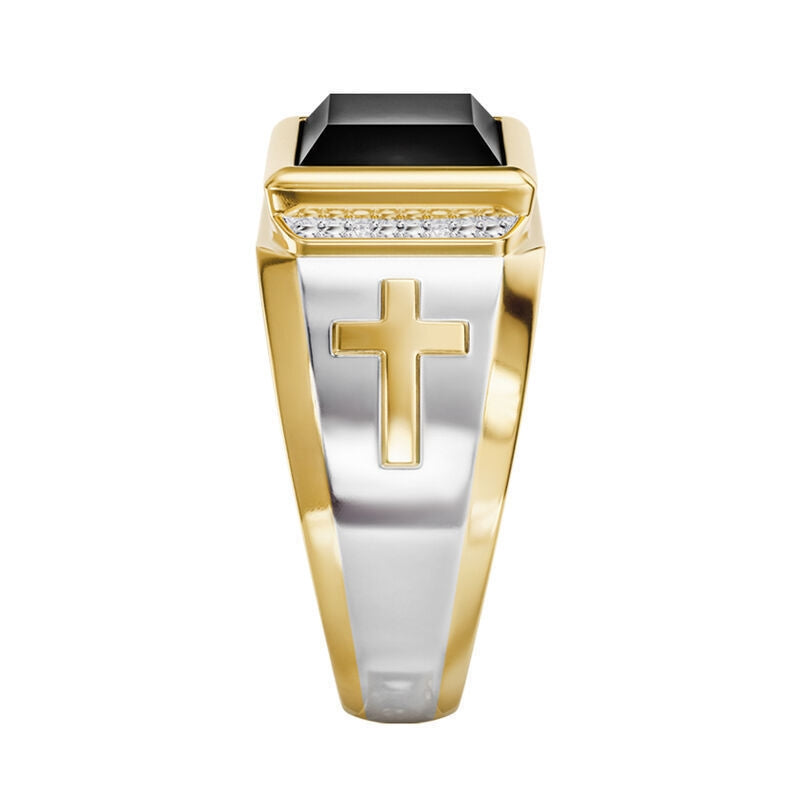 BEI WRH 5 PCS 18K Gold Cross Ring Thorns Crown Diamond Ring For Men, Size: 6