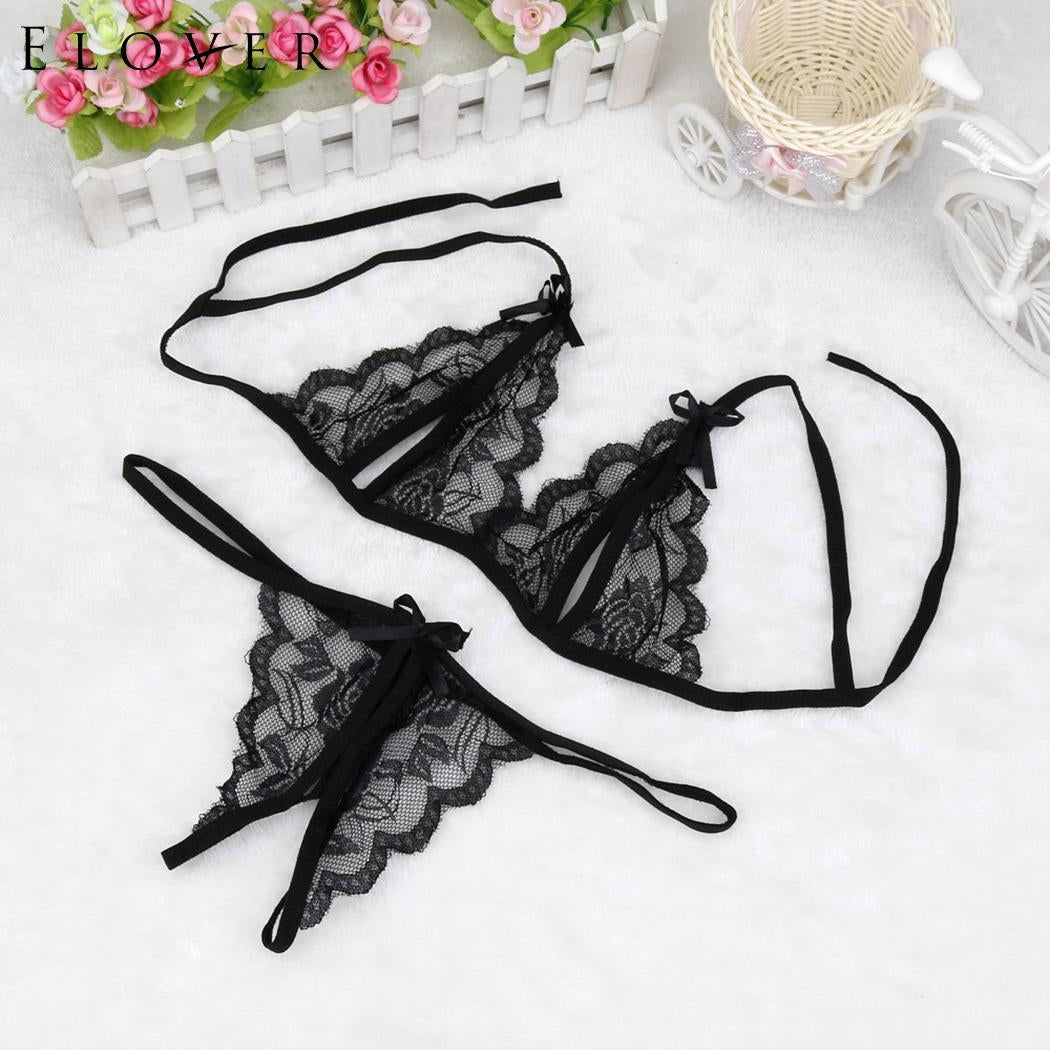 BEI WRH Lady Lotion Open Sexy Lace Three-Point Erotic Lingerie Open Panties Temptation Set(Pink)