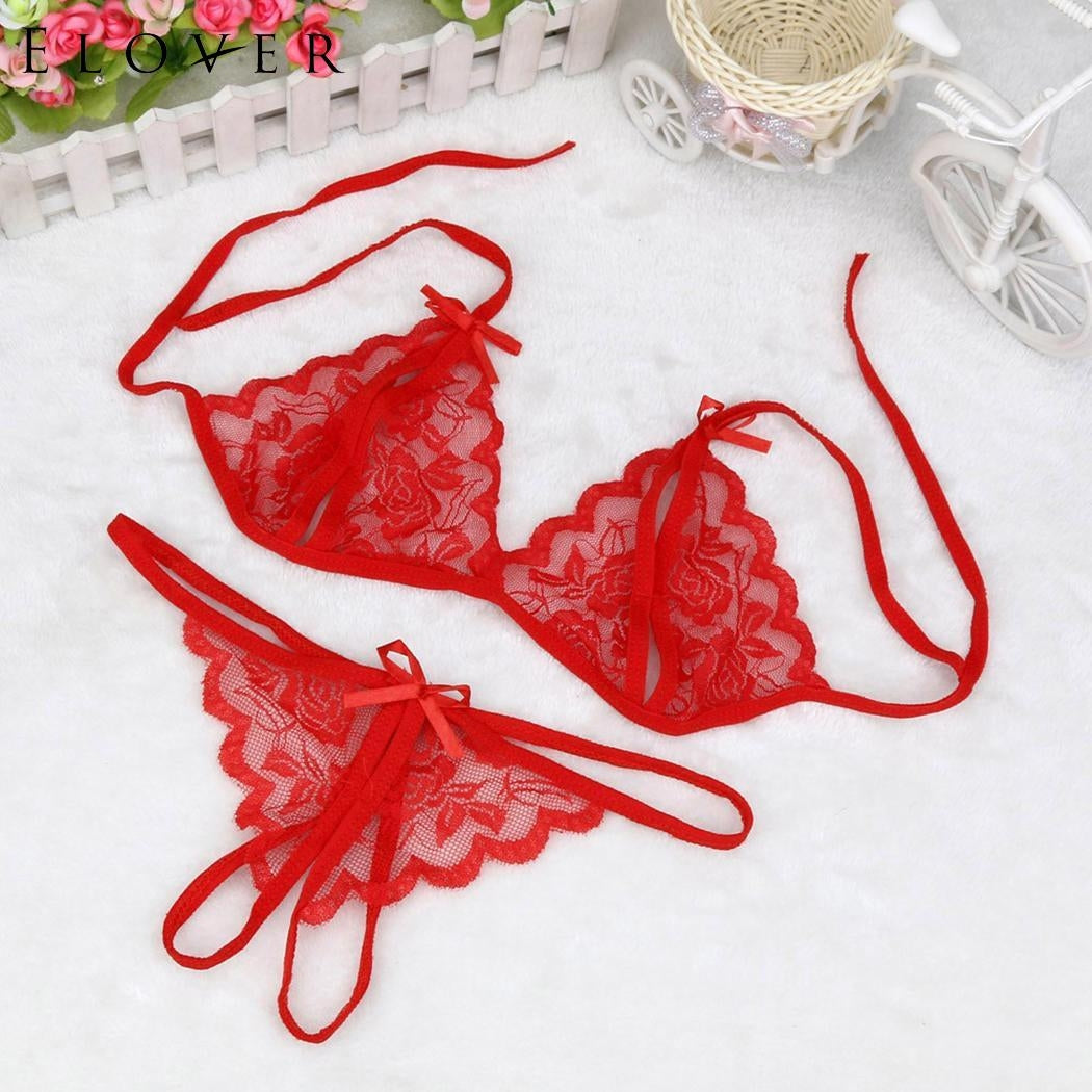 BEI WRH Lady Lotion Open Sexy Lace Three-Point Erotic Lingerie Open Panties Temptation Set(Pink)