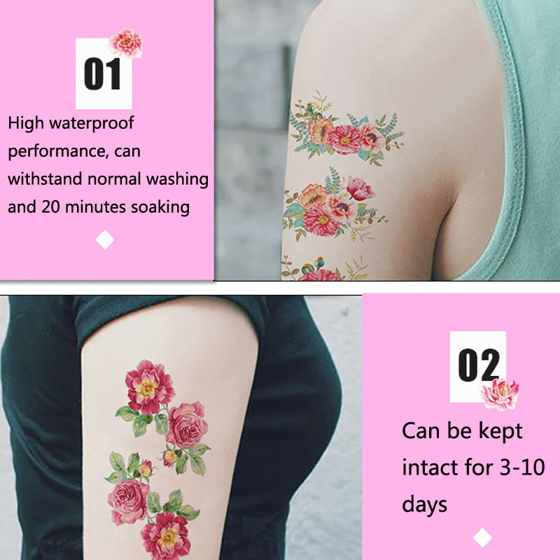 BEI WRH 50 PCS Literary Small Fresh Flower Tattoo Sticker Rose Waterproof Lasting Arm Sticker