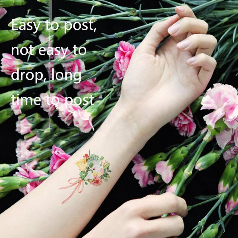 BEI WRH 50 PCS Literary Small Fresh Flower Tattoo Sticker Rose Waterproof Lasting Arm Sticker