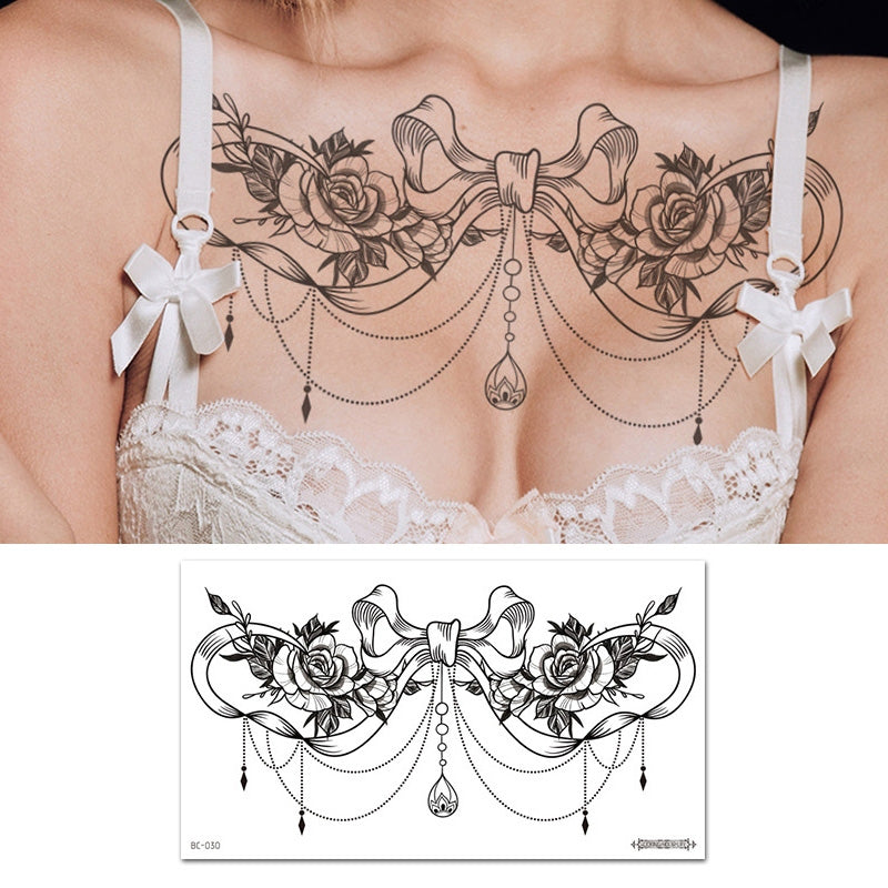 BWI WRH10 PCS Waterproof Tattoo Sticker Clavicle Chest Scar Covering Sticker