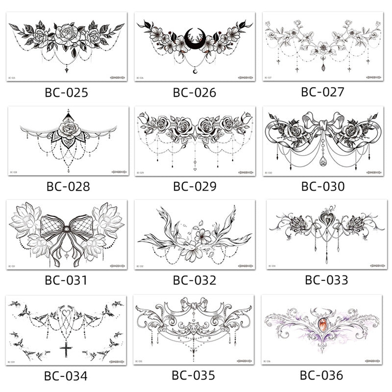 BEI WRH 10 PCS Waterproof Tattoo Sticker Clavicle Chest Scar Covering Sticker