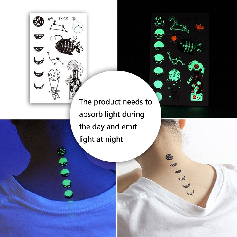 BEI WRH 10 PCS Waterproof Color Luminous Tattoo Sticker Face Sticker