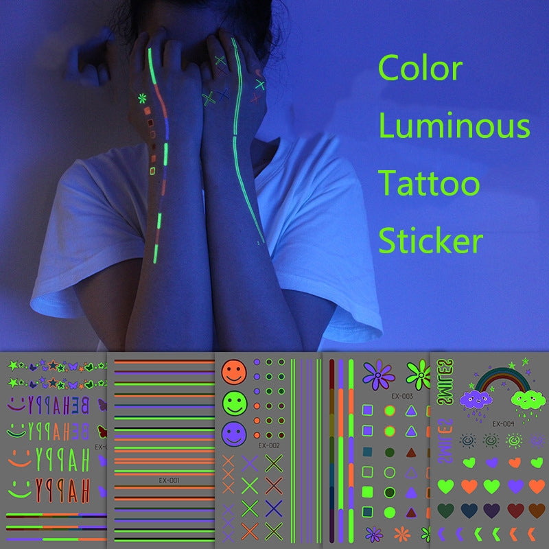 BEI WRH 10 PCS Waterproof Color Luminous Tattoo Sticker Face Sticker