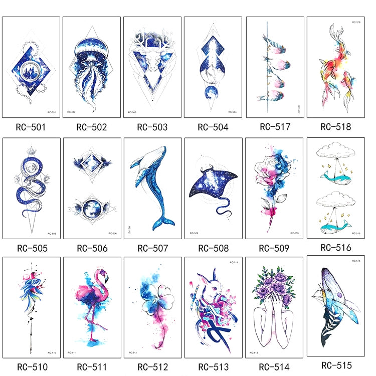 BEI WRH 10pcs Waterproof Small Fresh Water Transfer Color Tattoo Stickers