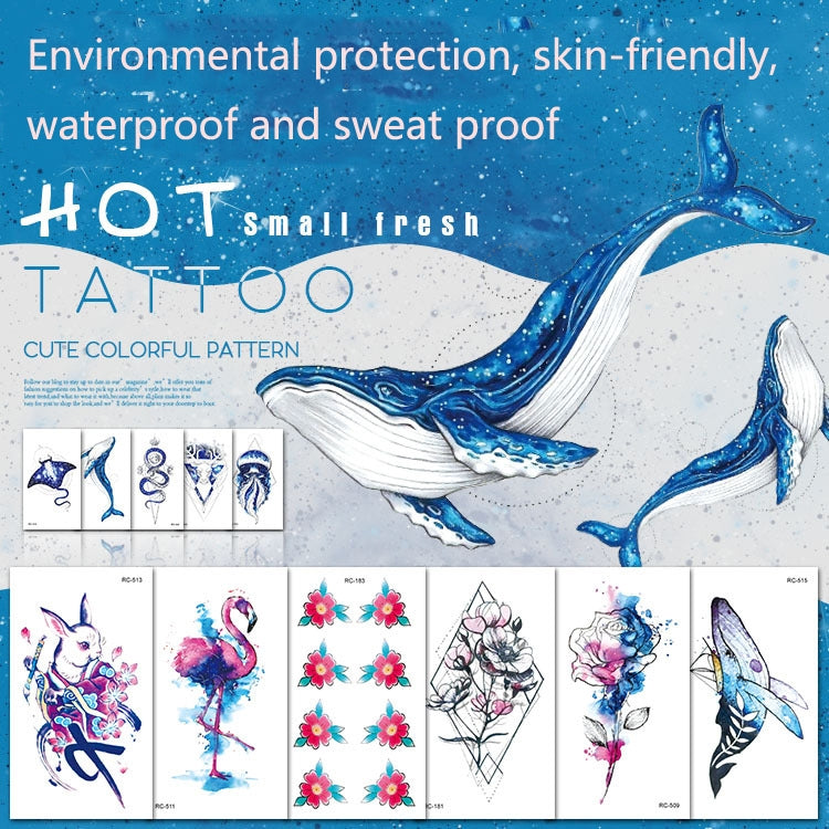 BEI WRH 10pcs Waterproof Small Fresh Water Transfer Color Tattoo Stickers