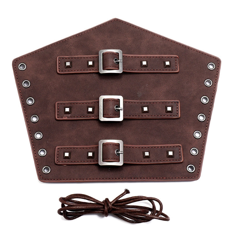 BEI WRH P01994 Men Leather Bracer Personality Punk Riding Arm Guard(Brown)