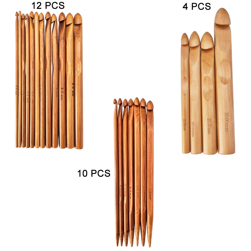 BEI WRH 7 PCS Bamboo Handle Sweater Extra Thick Crochet Knitting Material Tools