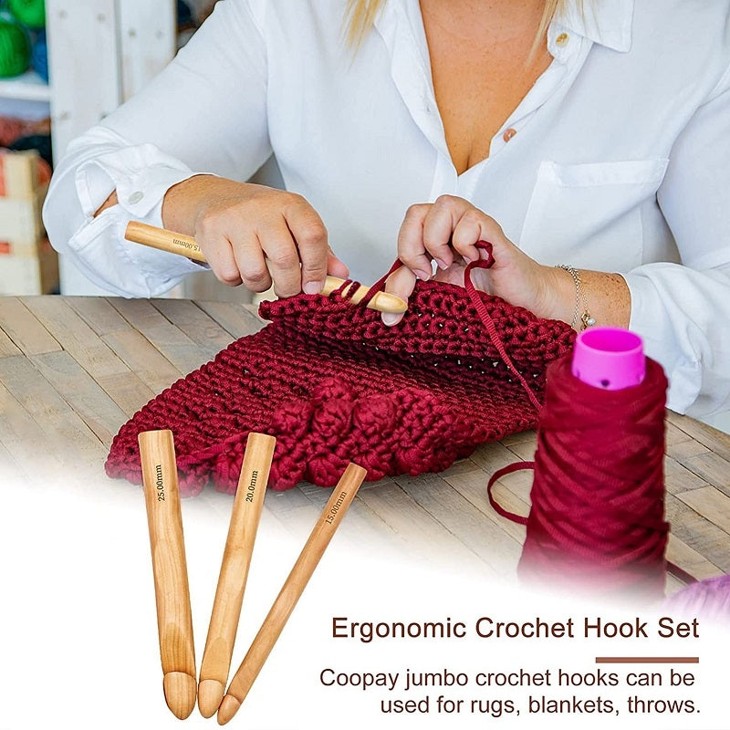 BEI WRH 7 PCS Bamboo Handle Sweater Extra Thick Crochet Knitting Material Tools