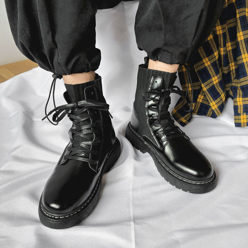 BEI WRH Men Martin Boots High-top Retro Sock Mouth Men Boots, Size: 40(JL-MD205 Black)