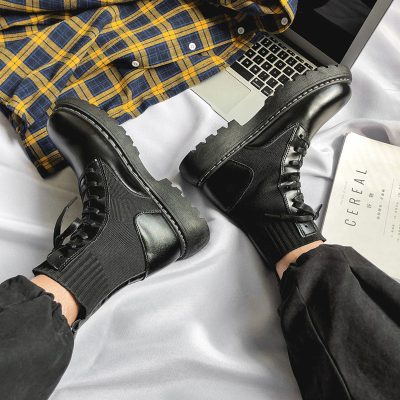 BEI WRH Men Martin Boots High-top Retro Sock Mouth Men Boots, Size: 40(JL-MD205 Black)