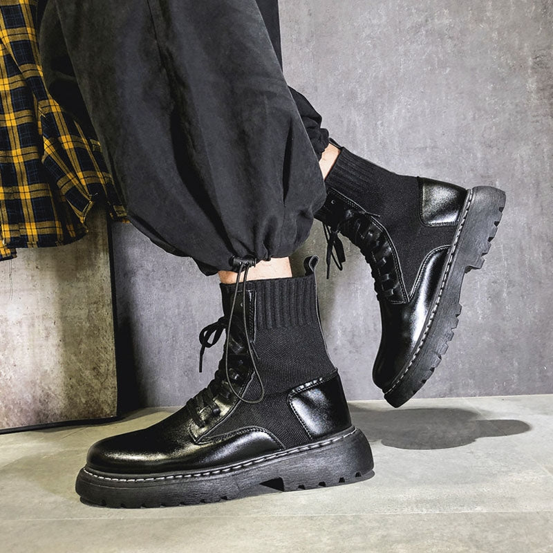 BEI WRH Men Martin Boots High-top Retro Sock Mouth Men Boots, Size: 40(JL-MD205 Black)