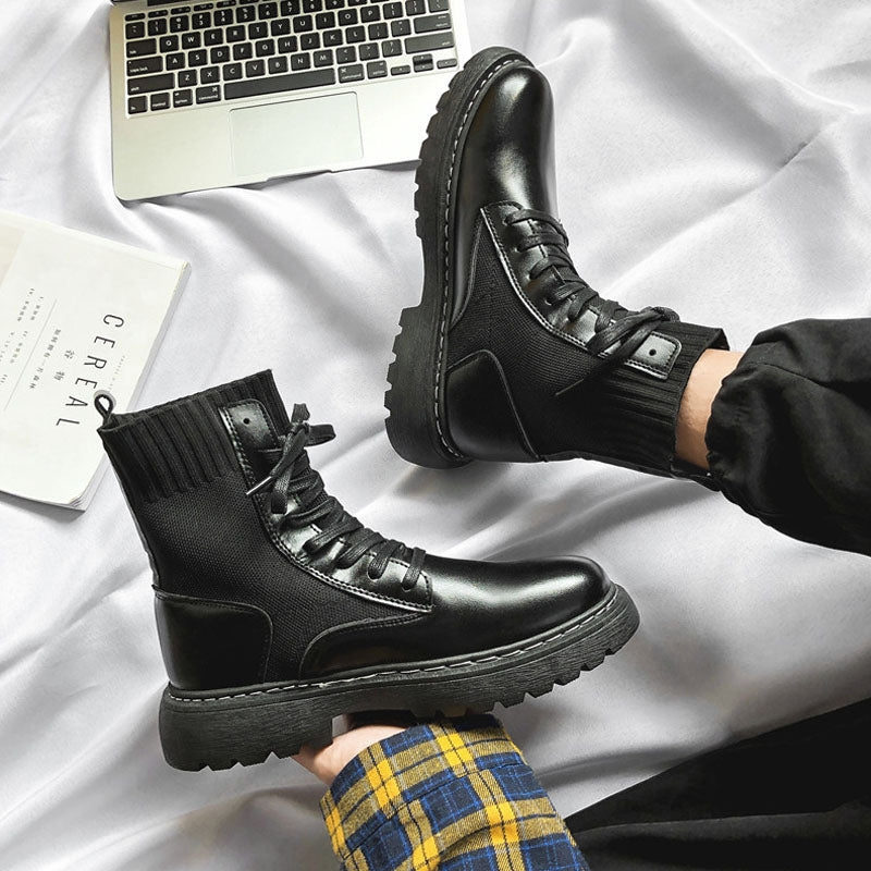 BEI WRH Men Martin Boots High-top Retro Sock Mouth Men Boots, Size: 40(JL-MD205 Black)