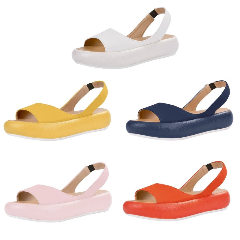 BEI WRH Women Fish Mouth Microfiber Elastic Band Wear-resistant Low-heel Sandals, Size: 40(White)