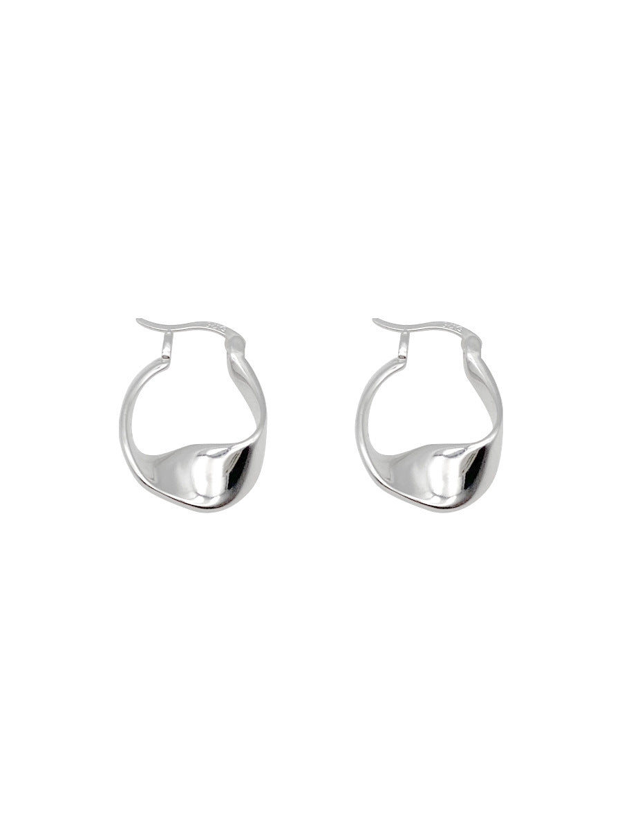 BEI WRH 925 Silver Needle Retro Earrings Geometric Twist Temperament Earrings(Silver)