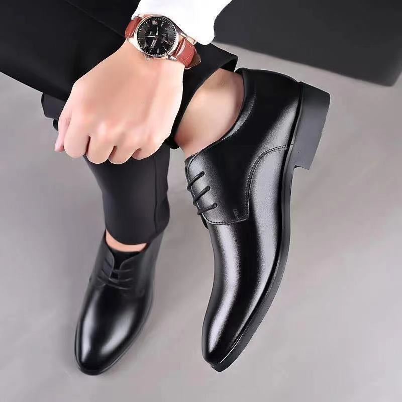 BEI WRH Suit Groomsmen Men Shoes Business Formal Casual Leather Shoes, Size: 42(Black)