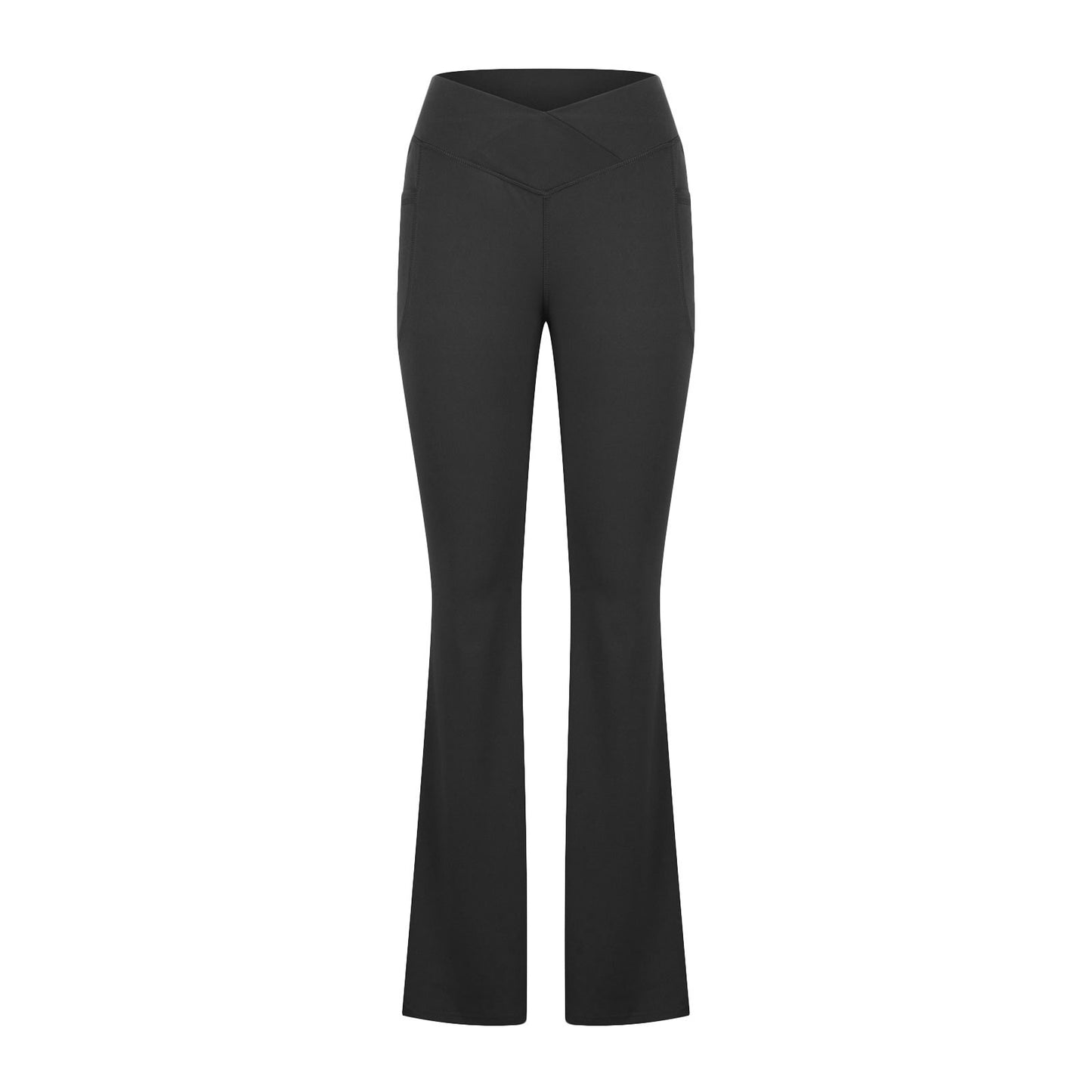 BEI WRH Women Sports Pant Solid Color High Waist Yoga Slimming Casual Loose Wide-leg Pants, Size: L(Black)