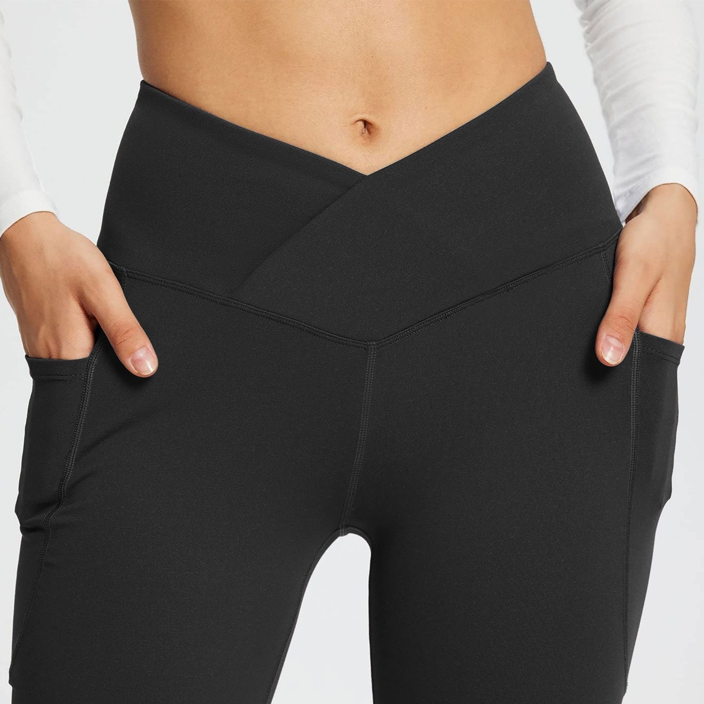 BEI WRH Women Sports Pant Solid Color High Waist Yoga Slimming Casual Loose Wide-leg Pants, Size: L(Black)