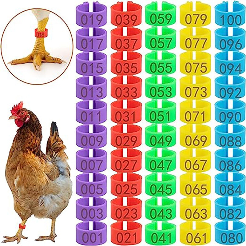 BEI WRH 100pcs /Pack 16mm Chicken Leg Rings With Numbered For Ducks Chicks Guinea Pigeons Goose