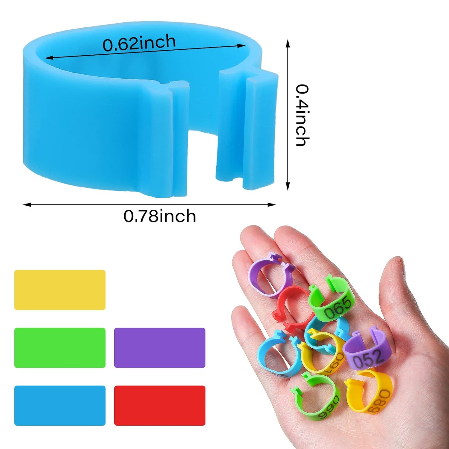 BEI WRH 100pcs /Pack 16mm Chicken Leg Rings With Numbered For Ducks Chicks Guinea Pigeons Goose