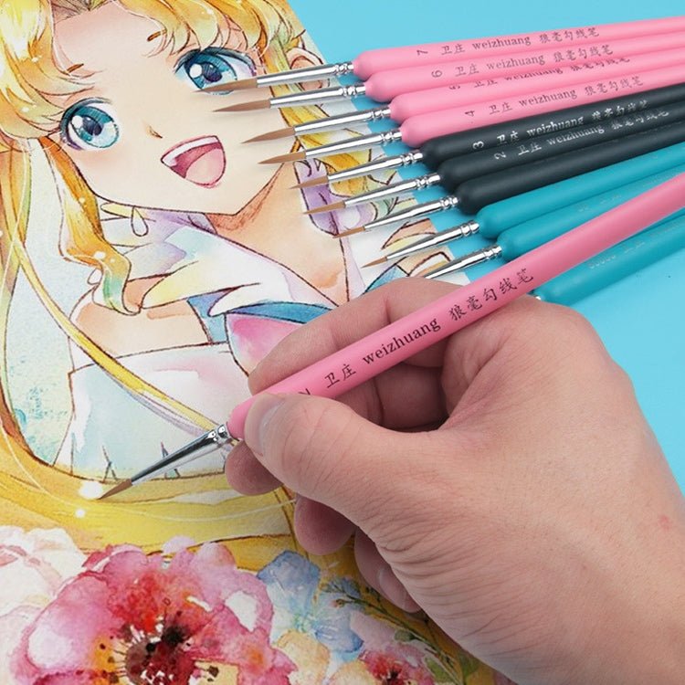 BEI WRH 11 PCS Full Sets WeiZhuang Hook Line Pen Painting Hand - painted Watercolor Wolf Mint Hook Line Pen Painting Stroke Thin Line Brush, Color:Pink - Mega Discount Store LebanonLebanon