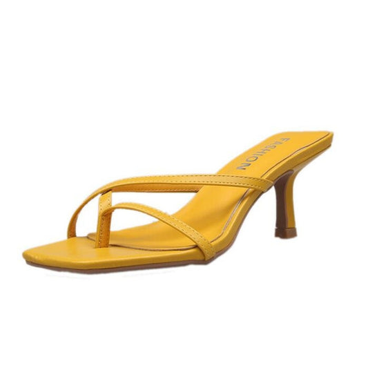 BEI WRH Pin-toe Stiletto Fashion Women High Heel Sandals(Yellow)