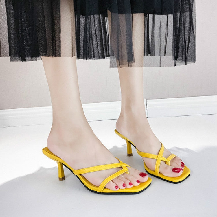 BEI WRH Pin-toe Stiletto Fashion Women High Heel Sandals(Yellow)