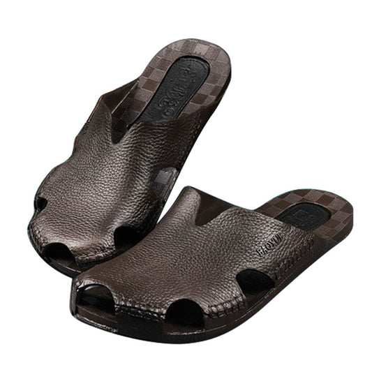 BEI WRH 1 Pair Summer Outdoor Beach Sandals Men Wear-Resistant PVC Slippers, Size: 43(Flip Flops Brown)