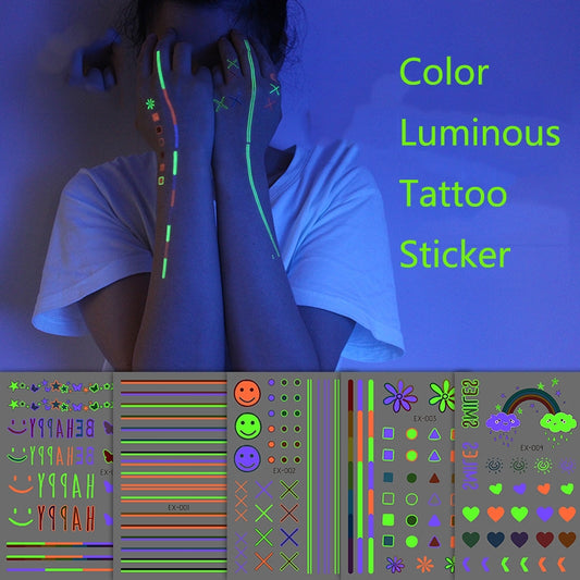 BEI WRH 10 PCS Waterproof Color Luminous Tattoo Sticker Face Sticker