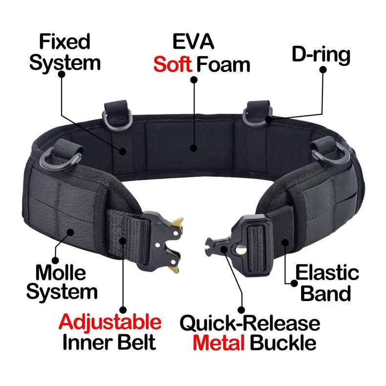 BEI WRH Outdoor Hunting Belt Nylon Waist Belt,Spec: With Bag Black