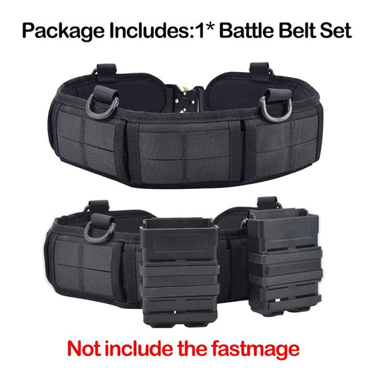 BEI WRH Outdoor Hunting Belt Nylon Waist Belt,Spec: With Bag Black