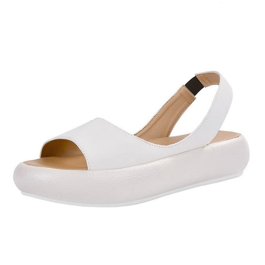 BEI WRH Women Fish Mouth Microfiber Elastic Band Wear-resistant Low-heel Sandals, Size: 40(White)
