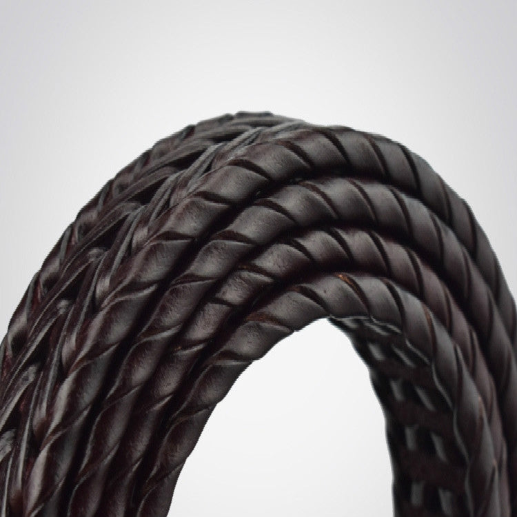 BEI WRH Wide Edition Hand Woven Lacquered Genuine Leather Waistband for Men, Belt Length:120cm(Brown)
