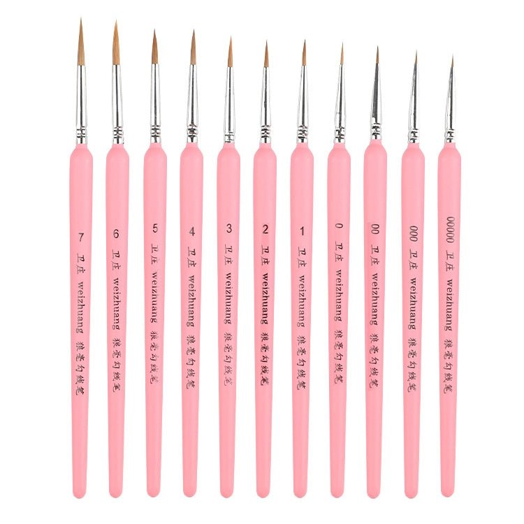 BEI WRH 11 PCS Full Sets WeiZhuang Hook Line Pen Painting Hand - painted Watercolor Wolf Mint Hook Line Pen Painting Stroke Thin Line Brush, Color:Pink - Mega Discount Store LebanonLebanon