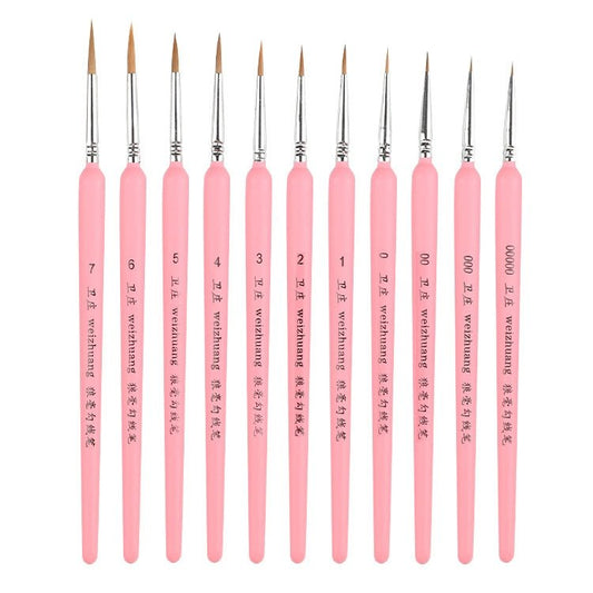 BEI WRH 11 PCS Full Sets WeiZhuang Hook Line Pen Painting Hand - painted Watercolor Wolf Mint Hook Line Pen Painting Stroke Thin Line Brush, Color:Pink - Mega Discount Store LebanonLebanon