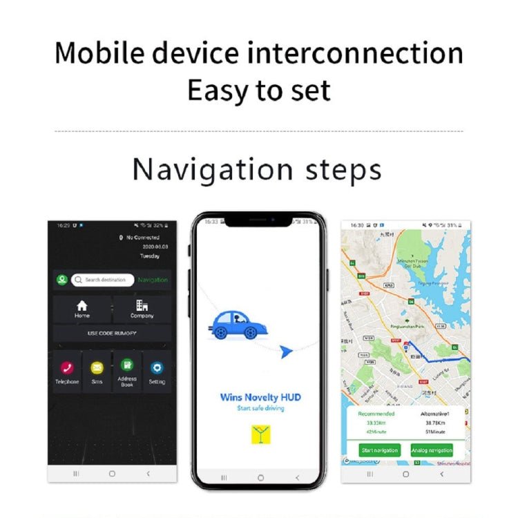 BEI WRH C3 OBD2 + GPS Mode Car Head - up Display HUD Overspeed / Speed / Water Temperature Too High / Voltage Too Low / Engine Failure Alarm / Fatigue Driving Reminder / Navigation Function - Mega Discount Store LebanonLebanon