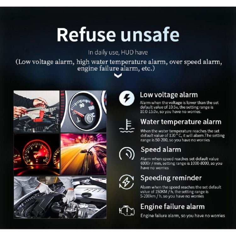 BEI WRH C3 OBD2 + GPS Mode Car Head - up Display HUD Overspeed / Speed / Water Temperature Too High / Voltage Too Low / Engine Failure Alarm / Fatigue Driving Reminder / Navigation Function - Mega Discount Store LebanonLebanon