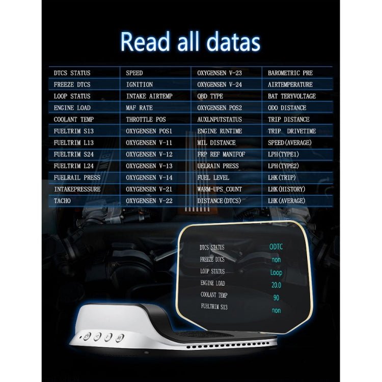 BEI WRH C3 OBD2 + GPS Mode Car Head - up Display HUD Overspeed / Speed / Water Temperature Too High / Voltage Too Low / Engine Failure Alarm / Fatigue Driving Reminder / Navigation Function - Mega Discount Store LebanonLebanon