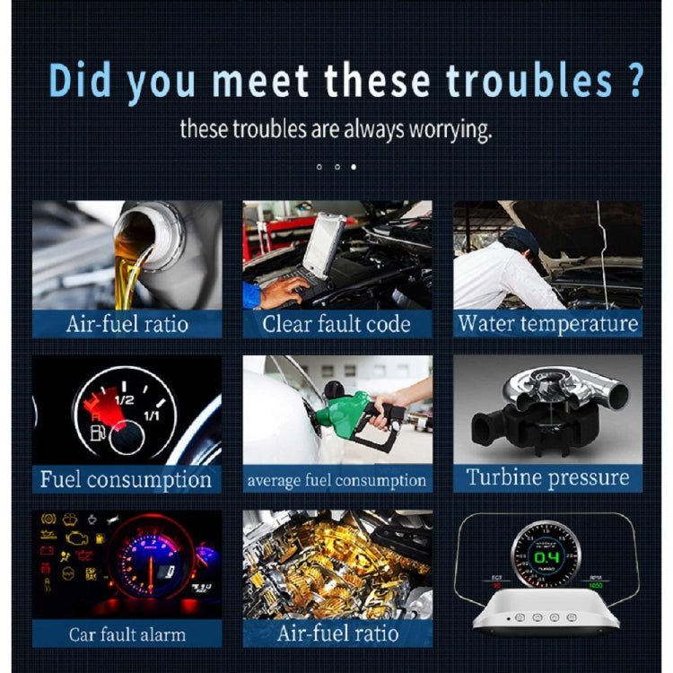 BEI WRH C3 OBD2 + GPS Mode Car Head - up Display HUD Overspeed / Speed / Water Temperature Too High / Voltage Too Low / Engine Failure Alarm / Fatigue Driving Reminder / Navigation Function - Mega Discount Store LebanonLebanon