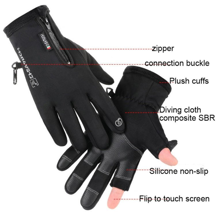 BEI WRH Outdoor Sports Riding Warm Gloves Touch Screen Fingerless Fishing Gloves, Size: L(Black) (Copy) - Mega Discount Store LebanonLebanon